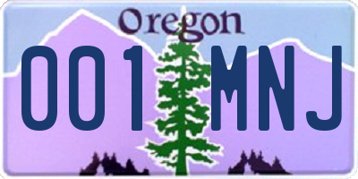 OR license plate 001MNJ