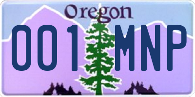 OR license plate 001MNP