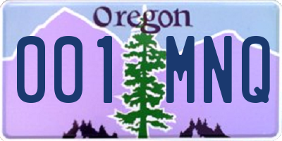 OR license plate 001MNQ