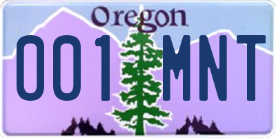 OR license plate 001MNT