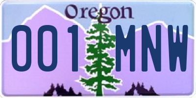 OR license plate 001MNW