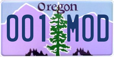 OR license plate 001MOD