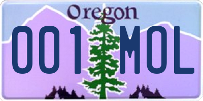 OR license plate 001MOL