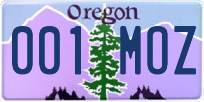 OR license plate 001MOZ