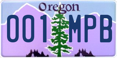 OR license plate 001MPB