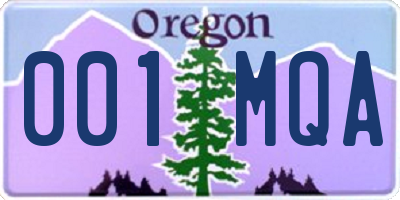 OR license plate 001MQA