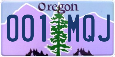 OR license plate 001MQJ