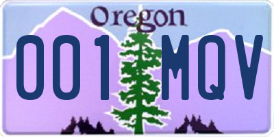 OR license plate 001MQV