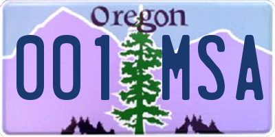 OR license plate 001MSA