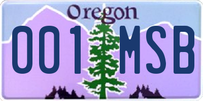 OR license plate 001MSB