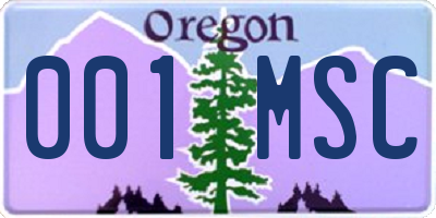 OR license plate 001MSC