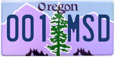 OR license plate 001MSD