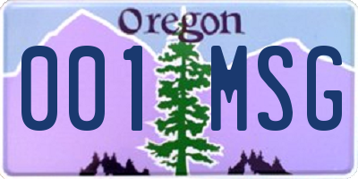 OR license plate 001MSG