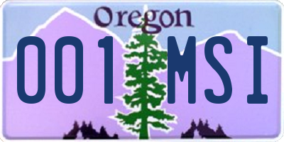 OR license plate 001MSI