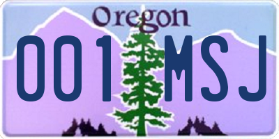 OR license plate 001MSJ