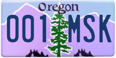 OR license plate 001MSK