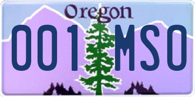 OR license plate 001MSO