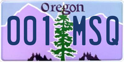 OR license plate 001MSQ