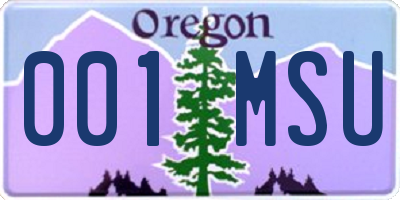 OR license plate 001MSU