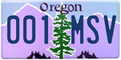 OR license plate 001MSV