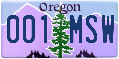 OR license plate 001MSW