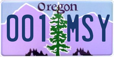 OR license plate 001MSY