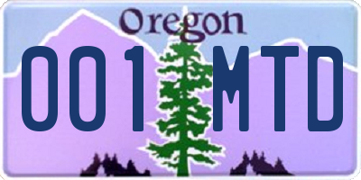 OR license plate 001MTD