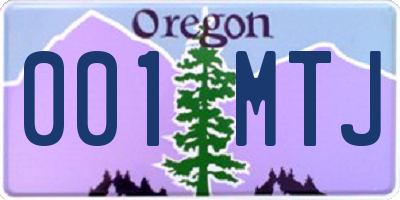 OR license plate 001MTJ