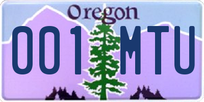 OR license plate 001MTU