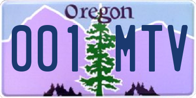 OR license plate 001MTV