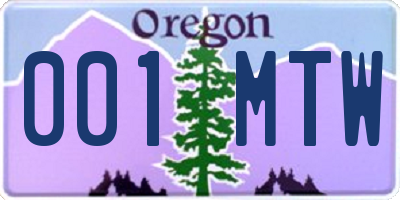 OR license plate 001MTW