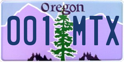 OR license plate 001MTX