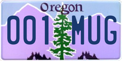 OR license plate 001MUG