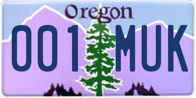 OR license plate 001MUK