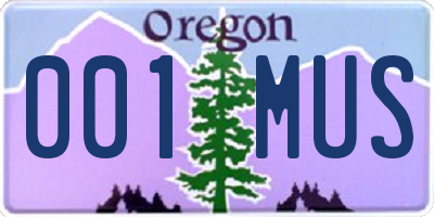 OR license plate 001MUS