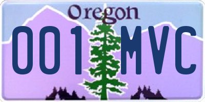 OR license plate 001MVC