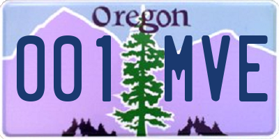 OR license plate 001MVE