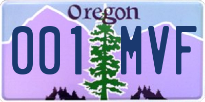 OR license plate 001MVF