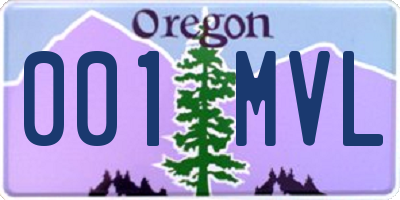 OR license plate 001MVL