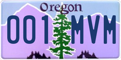 OR license plate 001MVM