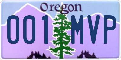 OR license plate 001MVP