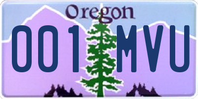 OR license plate 001MVU