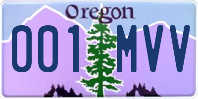 OR license plate 001MVV