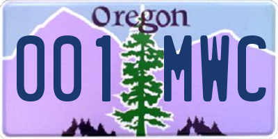 OR license plate 001MWC