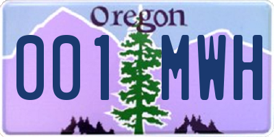 OR license plate 001MWH