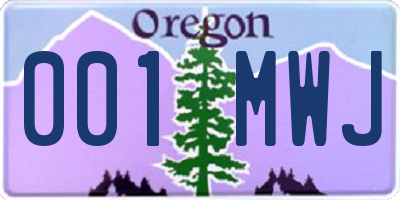 OR license plate 001MWJ