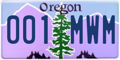 OR license plate 001MWM