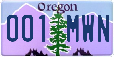 OR license plate 001MWN