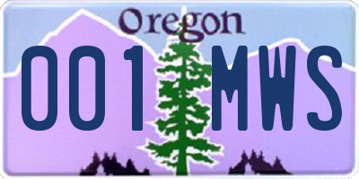 OR license plate 001MWS