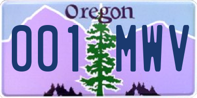 OR license plate 001MWV